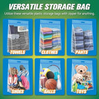 HIBAG 15 Gallon Large Storage Bags, 24” x 24” Resealable Clear Bags with Handle, Extra Large XL Heavy Duty for Clothes Pillow Travel Moving, Pack of 15 - Image 4