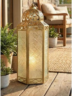 VELA LANTERNS 16" Extra Large Large Gold Metal Decorative Floor Moroccan Lantern Candle Holder Lamp - Indoor/Outdoor, Home Decor, Patio, Weddings, Ramadan Decor - Image 2
