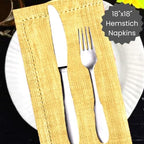 Cotton Clinic 12 Pack Farmhouse Style Slub Textured 18x18 Cloth Dinner Napkins, 100% Cotton for Everyday Use and Events - Soft and Durable Cocktail Napkins, Wedding Dinner Napkins, Yellow - Image 4