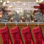 4 Pack Christmas Stocking Holder Set for Mantle Christmas Holiday Decorations Mantle Fireplace Topper Snowflake Snowman Reindeer and Christmas Tree Hangers Decorative Metal Hanger(Gray) - Image 6