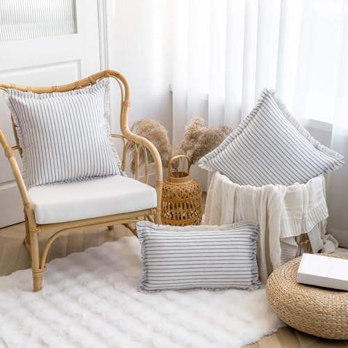 YEENAASY Throw Pillow Covers 16x16 Boho Striped Pillow Cases with Tassel - Image 4