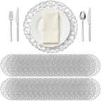 Threehoney Paper Braided Round Placemats, Set of 36, Silver, 13 in by Threehoney