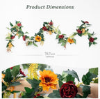 MAKHOT 2Pack Artificial Maple Leaves and Sunflowers Burgundy Roses Garland - Image 5