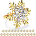 ZeeDix Christmas Gold Snowflake Napkin Rings Set of 24, Napkins Ring for Dinning Table - Rustic Dinner Tables Decoration for Wedding Receptions Christmas Thanksgiving Holiday Party Dinner Parties by ZeeDix