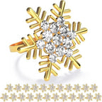 ZeeDix Christmas Gold Snowflake Napkin Rings Set of 24, Napkins Ring for Dinning Table - Rustic Dinner Tables Decoration for Wedding Receptions Christmas Thanksgiving Holiday Party Dinner Parties by ZeeDix