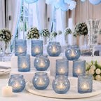DARJEN 20 Pcs Large Blue Votive Candle Holder Glass Tea Light Candle Holder by DARJEN