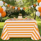Fanqisi 2 Packs Tangerine Striped Tablecloth 57 x 84 Inch Waterproof Table Cloth Rectangle Table Cover for Birthday Baby Shower Wedding Outdoor Summer Party Decoration - Image 6