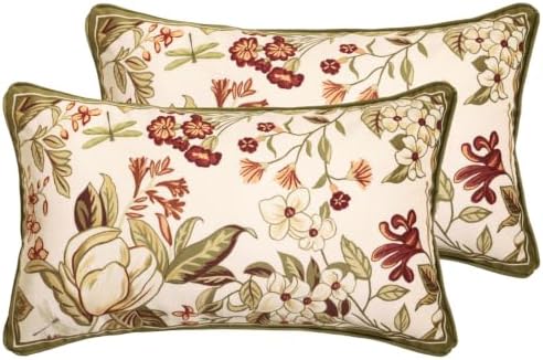 ISAENNE Designer Velvet Throw Pillow Covers,20"x12" Set of 2-Grace A by Isaennehomedecoration