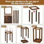Sabary 10 Sets/ 20 Pcs Wooden Lantern Centerpieces with Candles, Caramel - Image 3