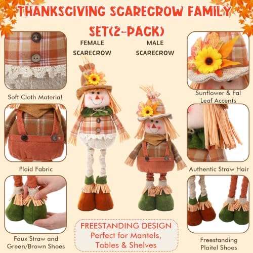 Capoda 2 Pack Thanksgiving Standing Scarecrow Decorations - Image 3