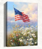 July 4th Patriotic Canvas Wall Art 4th of July USA Decorations American Flag Painting Picture Patriotic Floral Poster Independence Day Home Decor 16x24in by HomeifHue