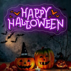 Happy Halloween Neon Sign, Purple LED Wall Light 16.7x8.3 Inch by Unknown
