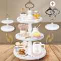 [3-in-1] Wooden Tiered Tray Stand - Beaded 3 Tiered Tray Decor Wood Cupcake Stand for Farmhouse Country Rustic Home - 3 Tier Stand [with 3 Changeable Handles] by Felt Creative Home Goods (White) by FeltCreativeHomeGoods