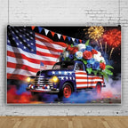 15x8ft 4Th of July Backdrop Car Colorful Flowers Independence Day Us Flag Decorations Background Memorial Veterans Day Newborn Party Birthday Party Banner Photo Booth - Image 2