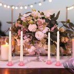 48 Pcs Taper Candle Holders Bulk for Wedding Pillar Candles Metal Taper Candlesticks Holders Centerpieces Short Candle Stick Dinner Decor for Party Anniversary Dinning Table Gift (48, Pink) - Image 4