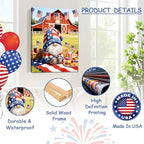 July 4th Patriotic Canvas Wall Art 4th of July USA Decorations American Flag Painting Picture Red White Blue Wall Decor Independence Day Home Decor 20x24in - Image 4