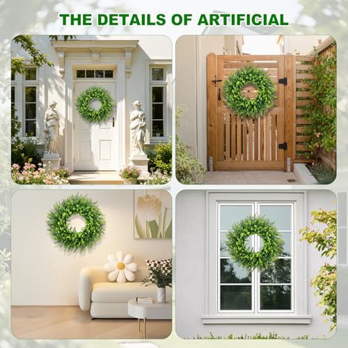 26” Boxwood Wreaths for Front Door All-Season Green Wreath - Image 5