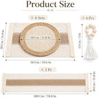 Boho Woven Placemats, Charger Plates Table Runner and Napkin Ring Set of 6 - Image 2