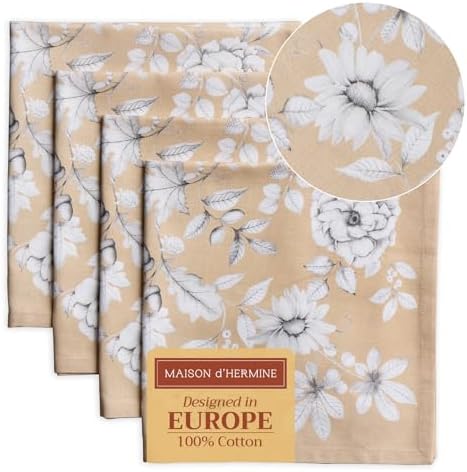 Maison d' Hermine Cloth Napkins Set of 4 Reusable 100% Cotton (20" x 20") by MaisondHermine