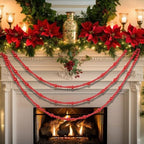 Giegxin 1 Pcs 32.8 ft 4th of July Wooden Bead Garland Patriotic Hanging Garland Farmhouse Beads Decor for Independence Day Mantel Table Party Wall Home Decorations (Red) - Image 6