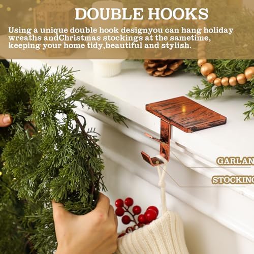 MorningRo 6 Pack 2 in 1 Stocking Holders for Mantle, Black Bronze - Image 5