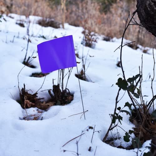 Purple Marking Flags for Yard - 4x5x15 Inch Purple Flags for Outside - 100 Pack - Markers For Lawn, Irrigation, Landscaping, Survey & Sprinkler Head Marking - Image 5