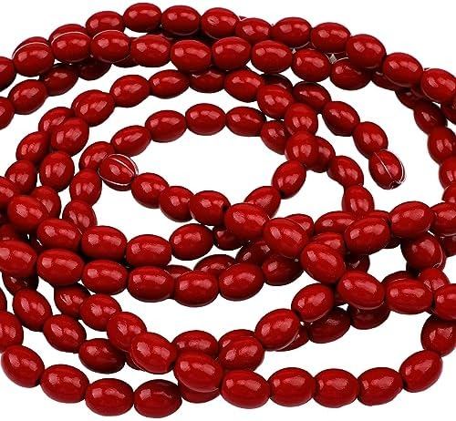 Tigeen 4 Pcs 12ft Wooden Christmas Bead Garland,Cranberry Red - Image 5
