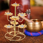 Healifty 7-Light Lotus Tealight Candle Holder Gold Metal Lotus Flower Stand - Image 5