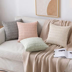 MIULEE Euro Sham Corduroy Decorative Throw Pillow Covers 24x24 Light Green - Image 4
