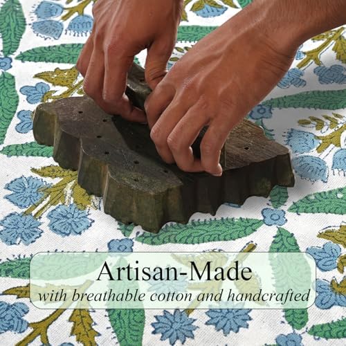 Ridhi Sea Green Hand Block Print Cotton Christmas Tree Skirt 40 Inch - Image 7