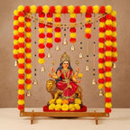 Wooden Ganpati Decoration Mandap Stand with Artificial Marigold Garlands - Image 6
