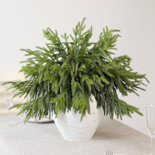 40Pcs 18"Lifelike Touch Artificial Christmas Norfolk Pine Branches for Vase - Image 3