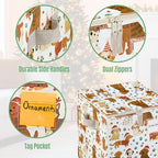 VENO 2 Pack Christmas Ornament Storage Box, Holiday Ornament Organizer with Adjustable Dividers, Sturdy Storage Containers for 64 Ornaments, Zippered Lid & Handles, 3" Cube (Holiday Pups) - Image 5