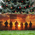 16x7Ft Patriotic American Soldier Silhouette Garage Door Decoration Flag, Military Tribute flag - Sunset USA Flag Themed Outdoor Decor - Image 4