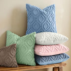 decorUhome Faux Fur Plush Soft Blue Throw Pillow Covers 26x26 Set of 2 - Image 2