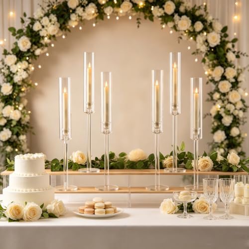 6PCS Clear Acrylic Candle Holder Centerpiece for Tables - Image 2