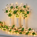Zeyune 6 ft St. Patrick's Day Garland with Lights Green Shamrock String Lights Artificial St. Patrick's Day Clover Wreath Decorations for Home Mantel Table Wall Irish Party Decor by Zeyune