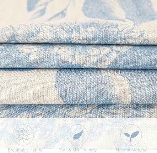 Foindtower Set of 2 Linen Floral Vintage Throw Pillow Covers Neutral Accent Decorative Cozy Cushion Covers Farmhouse Boho Home Decor for Sofa Chair Couch Bedroom Living Room,22×22 Inch,Sky Blue - Image 2