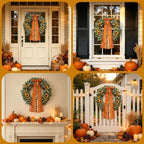 Fall Wreath Sash for Front Door, 2Pcs Orange Maple Leaves Assorted Ribbon Bow, Large Fall Clip-On Wreaths Ribbon Bundle for Thanksgiving Autumn Party Decor - Image 3