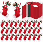 Geyoga 48 Pcs Red and White Mini Christmas Stockings Bulk, Poinsettia by Geyoga