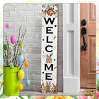Easter Welcome Sign for Front Door, 47'' Tall Happy Easter Bunny Wooden Porch Sign for Patio, Rabbit Eggs Standing Vertical Door Signs Spring Rustic Yard Signs Seasonal Outdoor Signs for Garden - Image 7