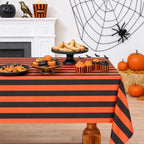 Fanqisi 2Pack Striped Tablecloth 57x120 Inch Black and Orange Tablecloth - Image 4