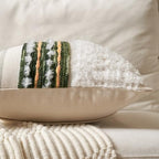 Aeckself Boho Chenille Tufted Throw Pillow Covers 18x18 Inch Set of 2, Farmhouse Decorative Striped Square Pillow Covers Accent Neutral Pillowcase for Living Room Couch Bed, Green - Image 3