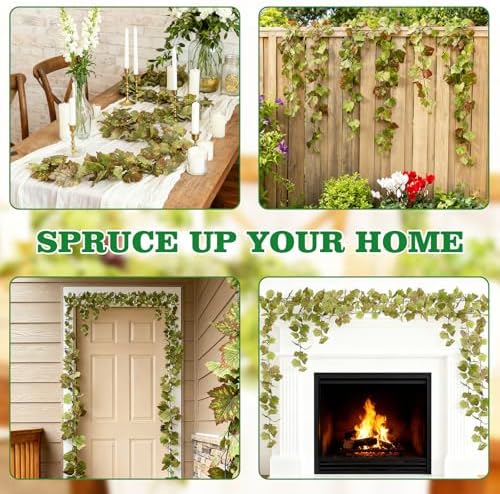 6.56ft 3pcs Artificial Grape Leaf Garland, Autumn Artificial Fake Grapes Vines, Hanging Plant Grape Vines Decor for Home Wedding Party, Garland Decoration, Photo Wall Display - Image 3