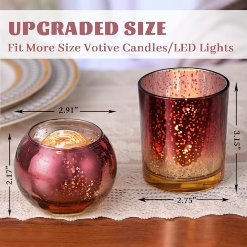 Volens 30pcs Assorted Burgundy Votive Candle Holders, Large Mercury Votives - Image 2