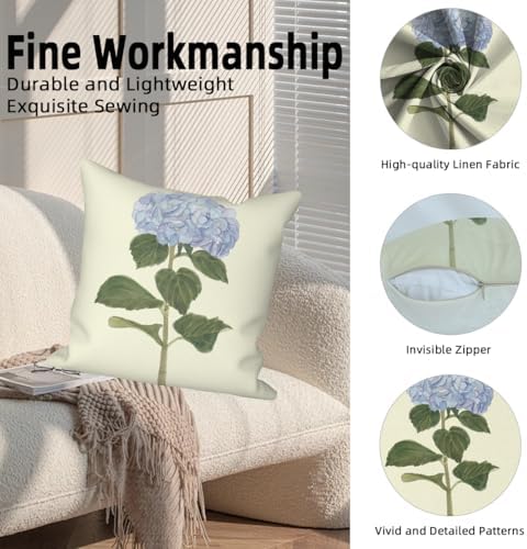 Blue Flowers Throw Pillow Covers 22"x22" Set of 4, Spring Outdoor Pillow Covers Home Decorative Floral Printed Cushion Covers for Couch Sofa Bedroom Farmhouse Livingroom Garden Patio Car - Image 2