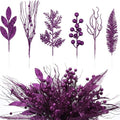 Purple 66 Pcs Christmas Glitter Picks and Sprays, Xmas Artificial Floral Stems Branches Berry Leaf Pine for Tree Topper Wreath Garland Centerpiece Holiday Party Home Decor by Vertintong