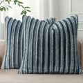 Pallene Faux Fur Decorative Throw Pillow Covers 24x24 Set of 2, Ombre Blue by PALLENE