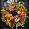 Fall Wreaths for Front Door 24 Inch Autumn Wreath with Pumpkins, Sunflowers by SoomeirWreath