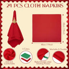LemonRoad 36 Pcs Cloth Napkins and Napkin Ring Holders, Reusable Fabric for Table Decor Banquet Holiday Dinner Party Supply(Red,Bright Green,White,Christmas Tree) - Image 3